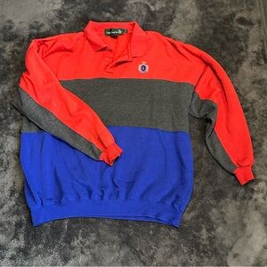 Vintage 90s Knights Round Table Colorblock Polo Sweatshirt